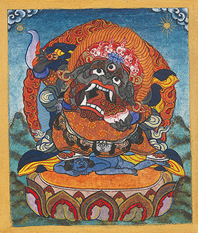 Thangka by OTGO 1999, Tempera on cotton 9 x 5,8 cm