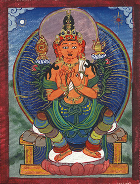 Maitreya by OTGO 2001, Tempera on cotton 8,5 x 6,5 cm