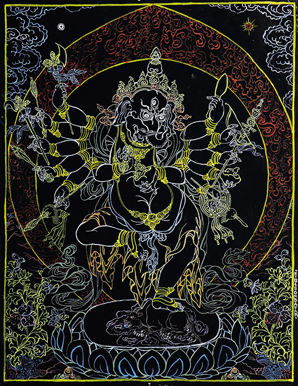 Ganesha by OTGO 2001, Tempera on cotton 27 x 21,5 cm