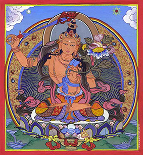 Manjushri by Otgo 2008, Tempera on Cotton 20 x 18 cm