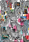 Wunderkammer Zebras: 24 pictures with about 430 stamps by OtGO 2023-2024, consists of 24 equal-sized single paintings, acryl on original Stamps, each measuring 210 by 148 mm (A5)