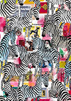 Wunderkammer Zebras: 24 pictures with about 430 stamps by OtGO 2023-2024, consists of 24 equal-sized single paintings, acryl on original Stamps, each measuring 210 by 148 mm (A5)