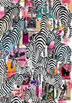 Wunderkammer Zebras: 24 pictures with about 430 stamps by OtGO 2023-2024, consists of 24 equal-sized single paintings, acryl on original Stamps, each measuring 210 by 148 mm (A5)