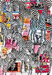 Wunderkammer Zebras: 24 pictures with about 430 stamps by OtGO 2023-2024, consists of 24 equal-sized single paintings, acryl on original Stamps, each measuring 210 by 148 mm (A5)