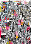 Wunderkammer Zebras: 24 pictures with about 430 stamps by OtGO 2023-2024, consists of 24 equal-sized single paintings, acryl on original Stamps, each measuring 210 by 148 mm (A5)